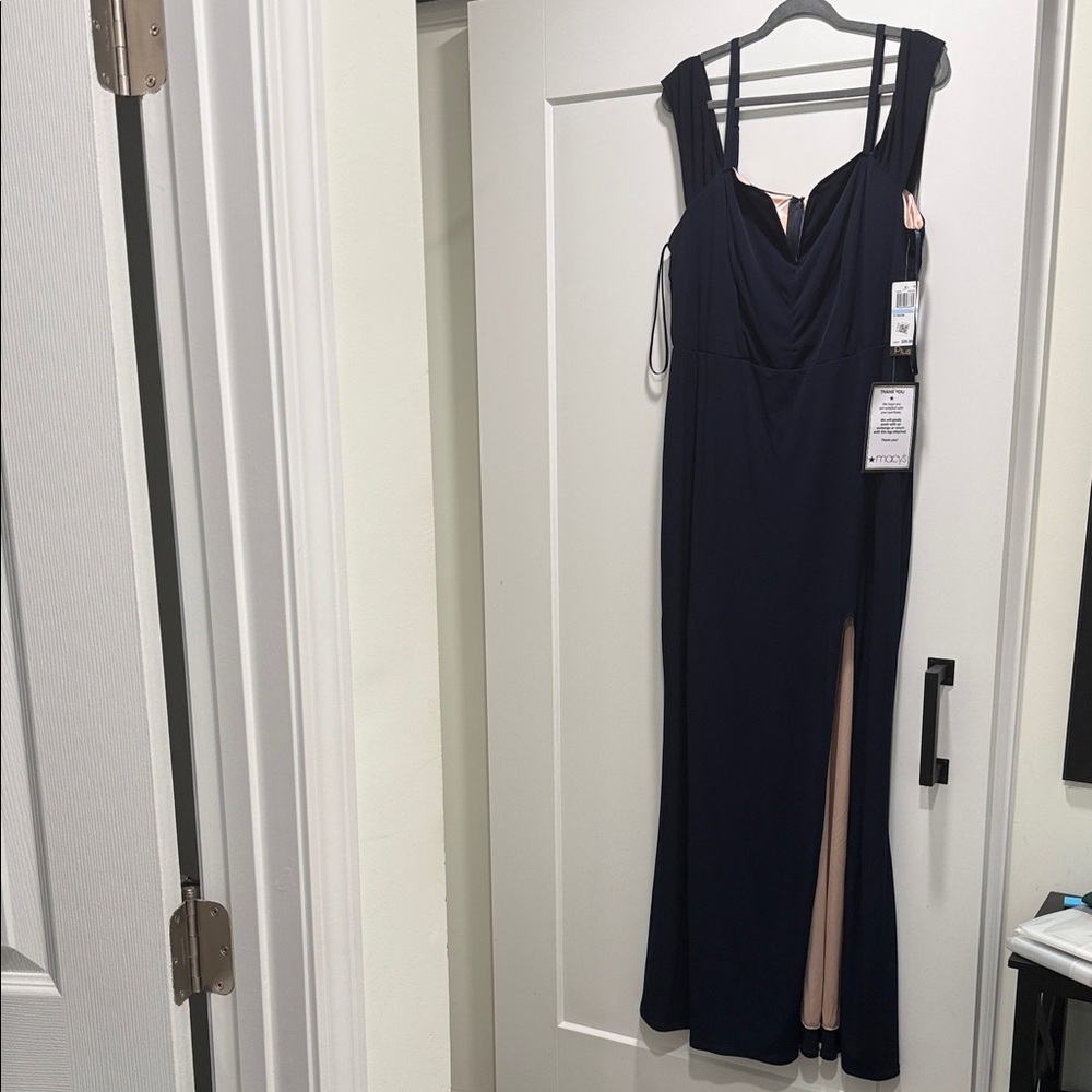 City Studio Navy Blue Prom Gown with Blush Lining